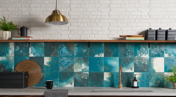 Dinding keramik bergaya mosaic